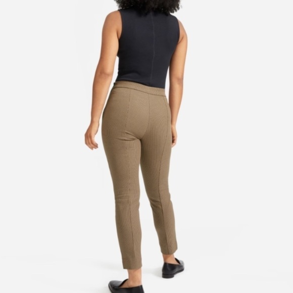 Everlane Side Zip Button Closure Pull On Stretch Coco Plaid Ankle Crop Pant 00 - Picture 2 of 15